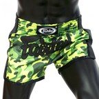 View the Fairtex Slim Cut Muay Thai Shorts - Green Camo online at Fight Outlet