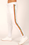 View the Kronk Tri Tape Stripe Leg Joggers Regular Fit -White online at Fight Outlet