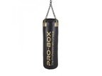 View the PRO-BOX 'CHAMP' HYBRID 4FT STRAIGHT PUNCH BAG - Black/Gold - FREE CHAIN online at Fight Outlet