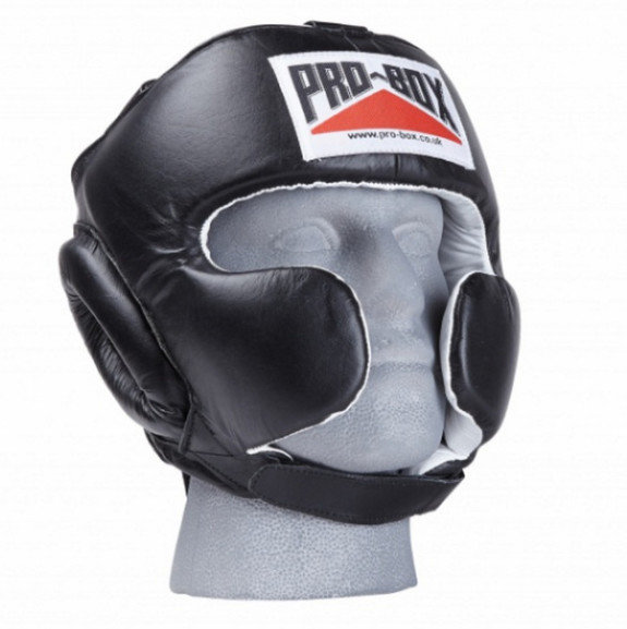 Pro Box Boxing Headguard Base Spar Senior PU Logo Training Sparring Black 