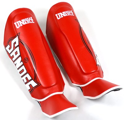 Buy the Sandee Kids Cool-Tec Boot Shin Guards Synthetic Leather Red/White/Black online at Fight Outlet