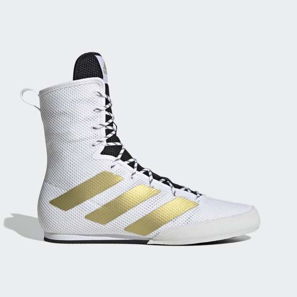 Adidas Box Hog 3 Boxing Boots, Cloud White/Gold Metallic/Black