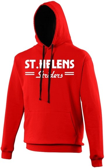Buy the ST.HELENS Striders UNISEX VARSITY HOODY with Large Chest Logo, Plain Back. Junior & Adults online at Fight Outlet