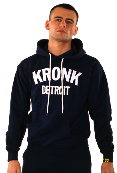KRONK Detroit Applique Hoodie Regular Fit Navy with White logo