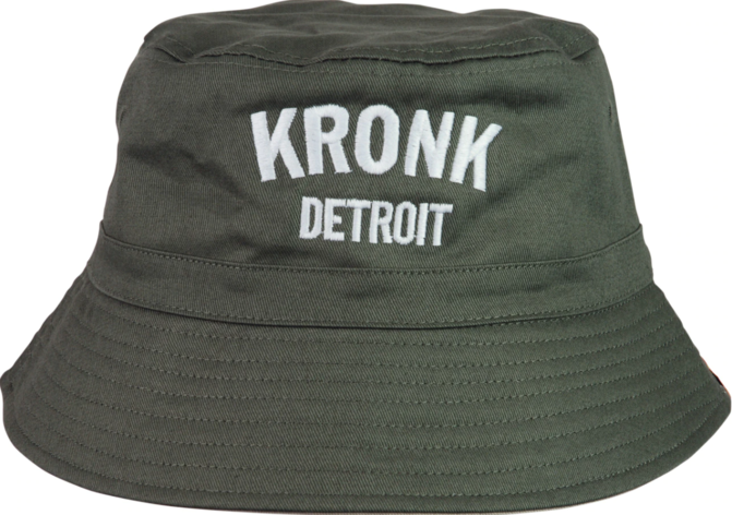 KRONK Detroit Cotton Bucket Hat Military Green/White