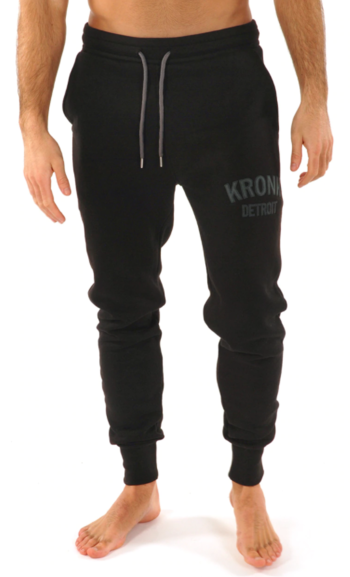 Buy the Kronk Detroit Joggers Regular Fit - Black with Charcoal Applique logo online at Fight Outlet