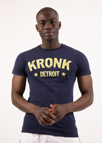 KRONK Detroit Stars Slimfit T Shirt, Vintage Navy/Yellow