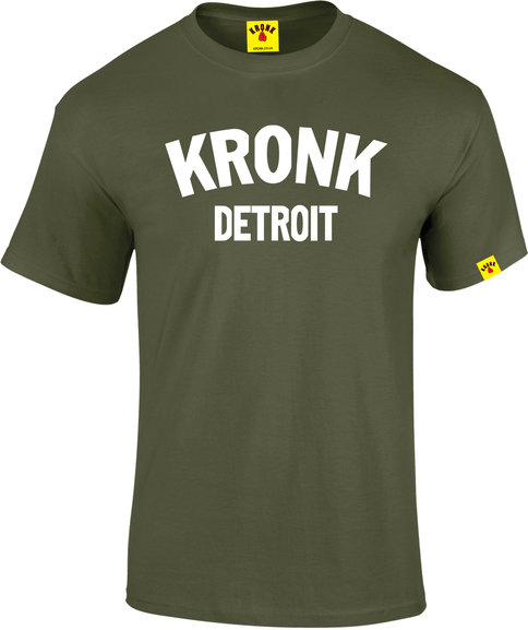 Buy the KRONK Detroit T Shirt Military Green/White online at Fight Outlet