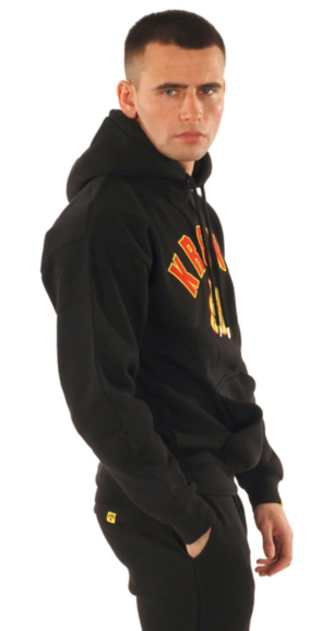 KRONK Gloves Applique Hoodie Regular Fit Black with Red & Yellow logo