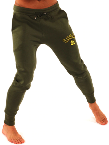 Kronk Gloves Joggers Regular Fit Military Green with Black & Yellow Applique logo