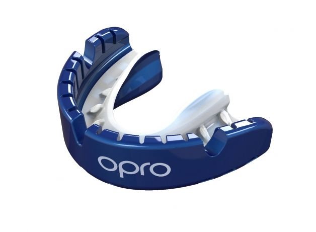 OPRO GOLD MOUTHGUARD FOR BRACES  PEARL BLUE/PEARL