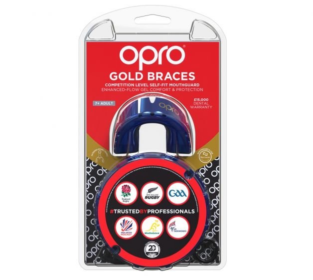 OPRO GOLD MOUTHGUARD FOR BRACES  PEARL BLUE/PEARL