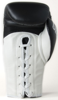 Sandee Cool-Tec Lace Up Pro Fight Black, White & Red Leather Boxing Glove