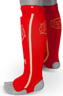 Sandee Red/White Cotton Slip-on Competition Shinguard