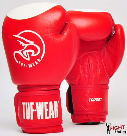 Buy the Tuf Wear Target Leather Safety Spar Boxing Gloves Red/White online at Fight Outlet