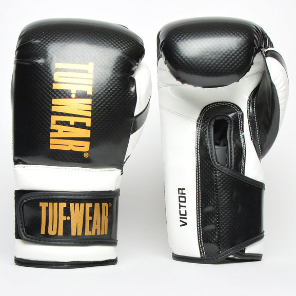 Tuf Wear Victor Training Boxing Gloves, Black/White