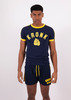 KRONK Single Stripe Detroit Applique Lined Shorts, Navy/Yellow Thumbnail