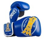 View the Sandee Cool-Tec Velcro 3 Tone Kids Synthetic Leather Boxing Gloves - Blue/Yellow/White online at Fight Outlet