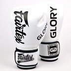 View the BGVG1 Fairtex X Glory White Velcro Boxing Gloves online at Fight Outlet