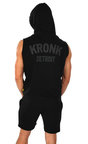 View the KRONK Detroit Applique Full Zip Sleeveless Hoodie. Black/Charcoal online at Fight Outlet