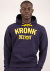 View the KRONK Detroit Applique Hoodie Regular Fit, Navy with Yellow logo online at Fight Outlet