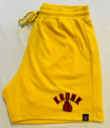 View the KRONK Gloves Applique Lined Gym Shorts - Yellow online at Fight Outlet