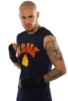 View the KRONK Gloves Sleeveless T Shirt Navy/Red/Yellow online at Fight Outlet