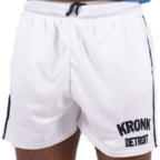 View the KRONK Single Stripe Detroit Applique Lined Shorts, White/Navy online at Fight Outlet