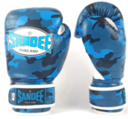 View the Sandee Authentic Kids Velcro Camo Blue/White Synthetic Leather Boxing Glove online at Fight Outlet