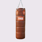 View the Tuf Wear Classic Brown Quilted Leather Punchbag 122cm (4FT) online at Fight Outlet