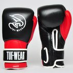 Tuf Wear Creed Leather Velcro Boxing Glove  Black/Red