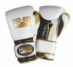 View the Pro Box White Gold Leather 'PRO-SPAR'Boxing Gloves online at Fight Outlet