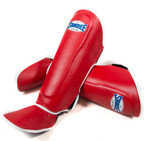 View the Sandee Authentic Boot Shin Guards Leather Red & White  online at Fight Outlet