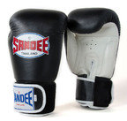 View the Sandee Authentic Velcro 2 Tone Boxing Gloves Leather - Black/White online at Fight Outlet